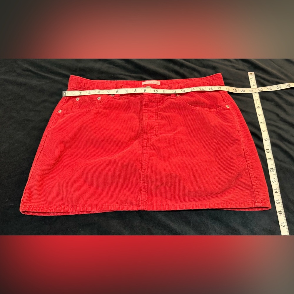 Red Corduroy Mini Skirt - Brand Unspecified